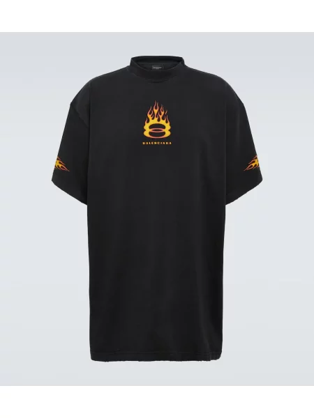 Jersey majica Balenciaga z avtogramom črna