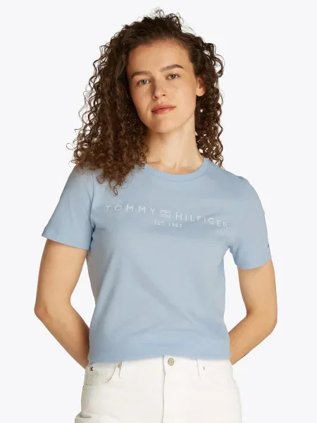 TOMMY HILFIGER Tričko modrosivá biela