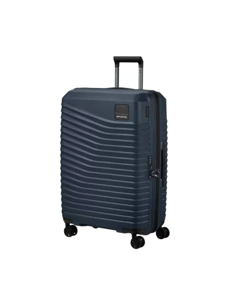Lniana lekka walizka Samsonite niebieska