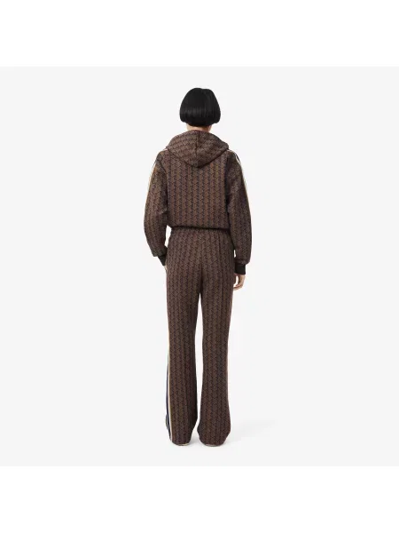 Lacoste Spodnie Dresowe Z Monogramem Flare Fit brązowe