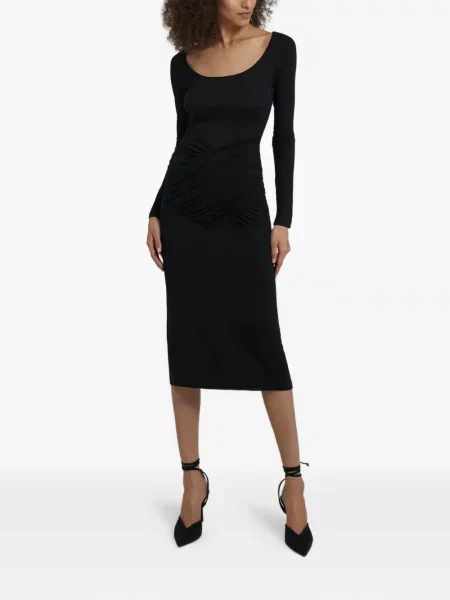 Rochie maxi Violante Nessi cu volane până la genunchi de costum negru