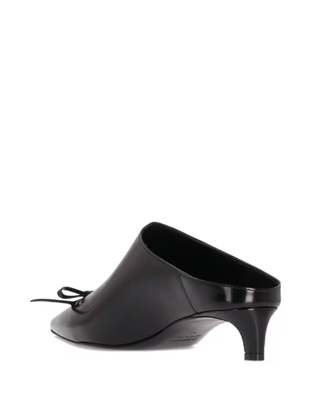 Кожени мюли Jil Sander с панделка черно