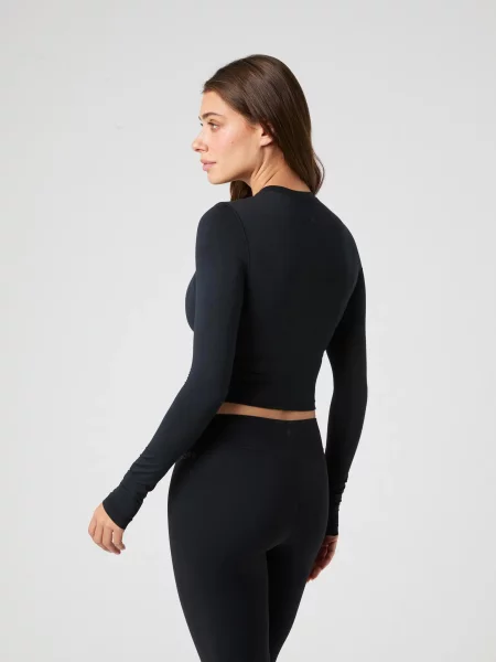 Bjorn_borg STUDIO SOFT CROPPED LONGSLEEVE z przetworzonego – BLACK czarna