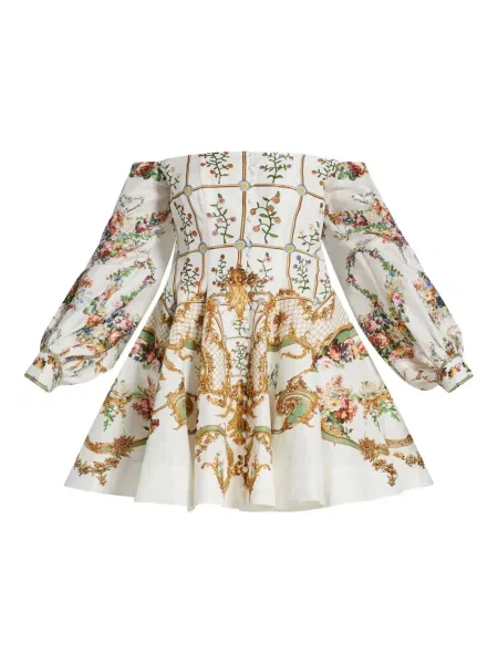 Rochie Camilla cu model floral cu imagine de costum alb