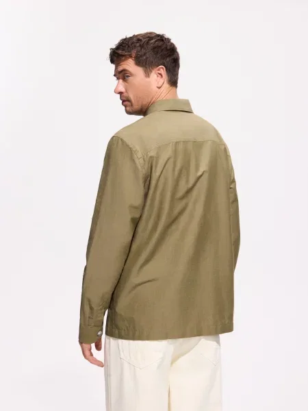 Reserved Гладка сорочка slim fit оливковий