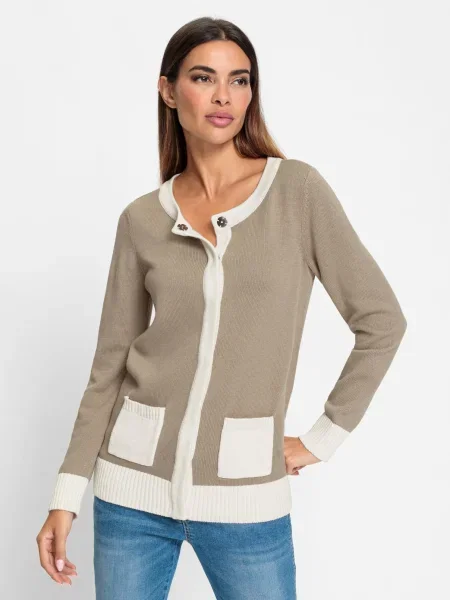 Heine Geacă tricotată ecru maro