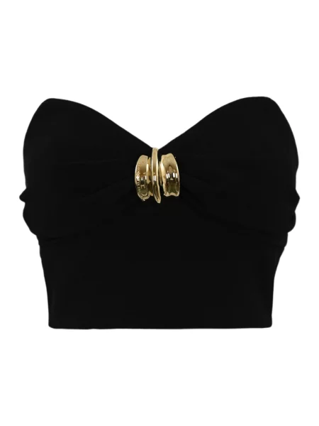 Top Elisabetta Franchi z kokardką biznesowy czarny