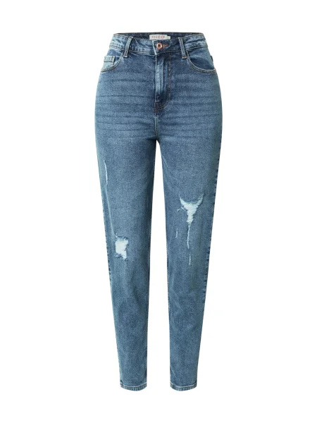 Mom fit džíny s potrhaným efektem Pieces Kesia modré
