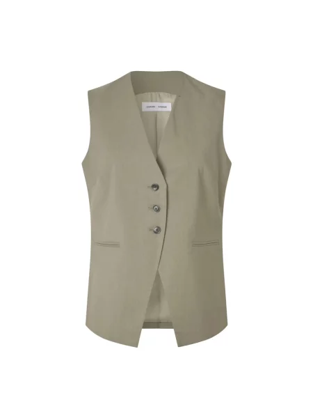 Kamizelka Samsoe Samsoe z dekoltem w serek zielona