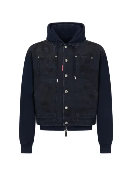 Geacă Dsquared2 cu glugă albastru