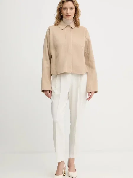 BOSS płaszcz wełniany przejściowy beżowy