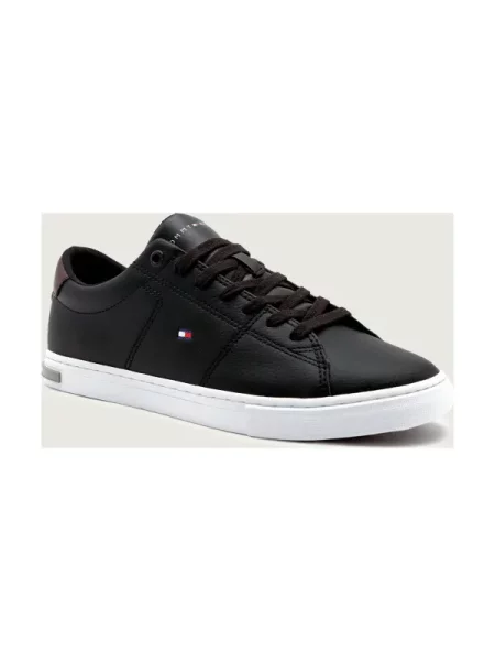 Tommy Hilfiger Tornacipő ESSENTIAL DE bőr hozzáadásával fekete