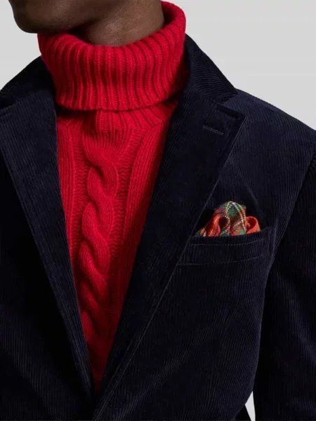 Marynarka ze sztruksu z brustaszą Polo Ralph Lauren granatowa