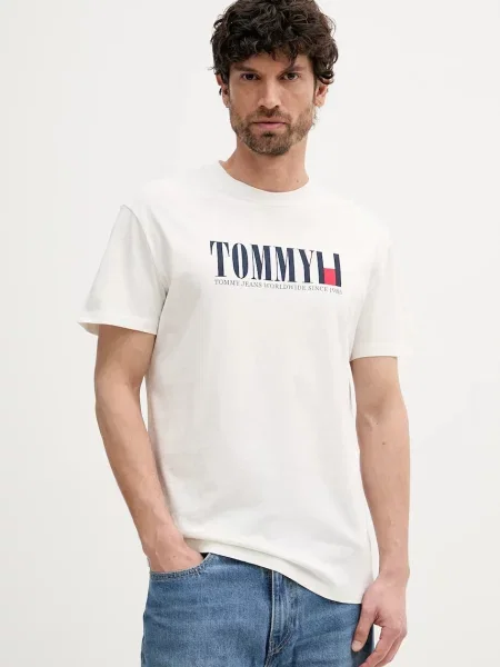 Тениска Tommy Jeans с принт бяло