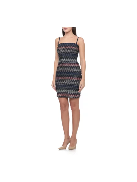 Lniana sukienka mini Missoni niebieska