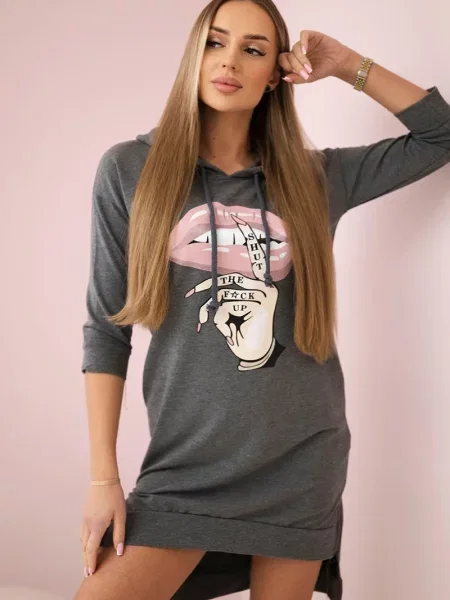 Sukienka Kesi z nadrukiem garniturowa szara