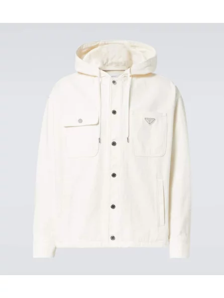 Denim jakna Prada s kapuco bela