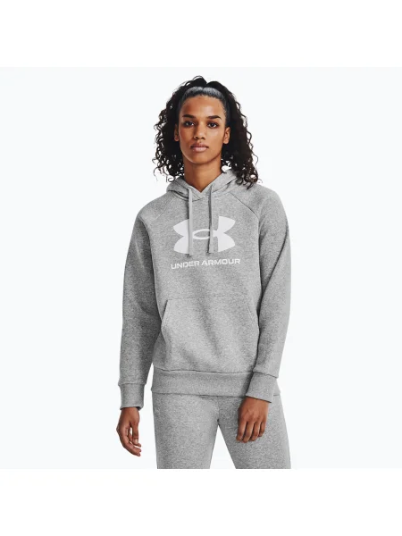 Under Armour дамски суитшърт Rival Fleece Big Logo Hoody mod gray light heather/white бяло