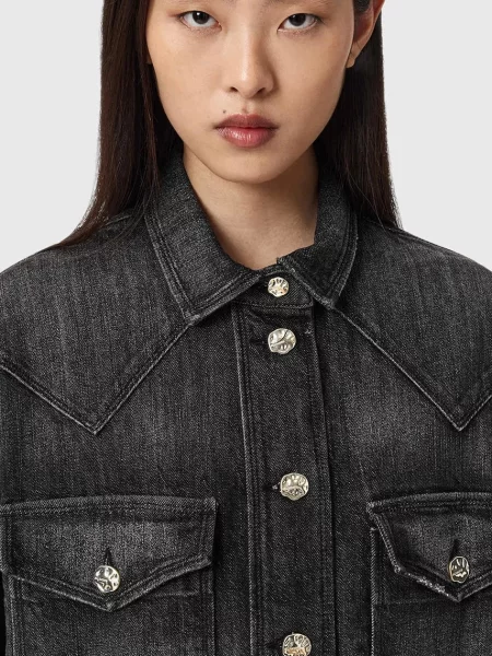 Классическая ошейниковый рубашка Allsaints черная