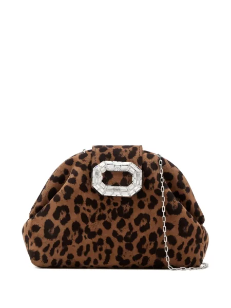 Geantă Amina Muaddi cu imagine cu model leopard maro