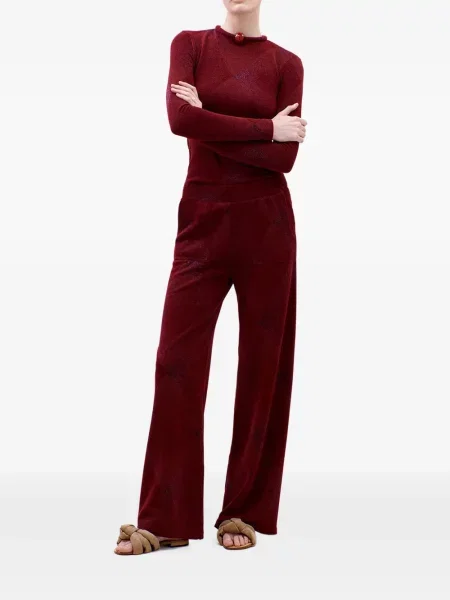 Pantaloni Silvia Tcherassi tricotate cu model argyle roșu