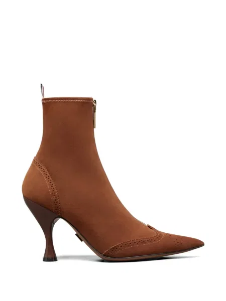 Cizme scurte Thom Browne din piele de căprioară maro
