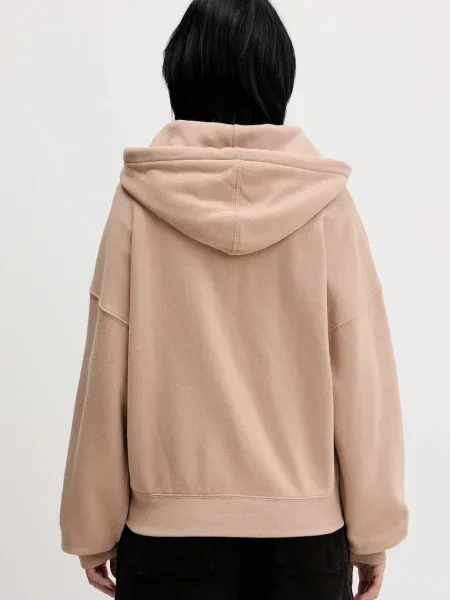 Mikina Abercrombie & Fitch s kapucí hladká béžová