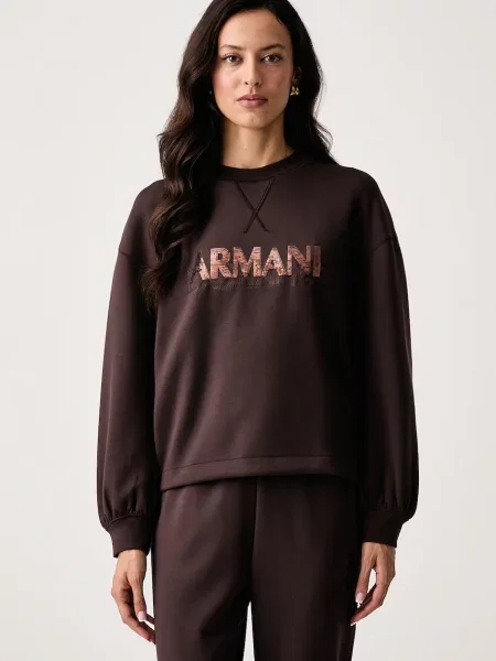 Armani Exchange hanorac pentru femei cu vâscoză maro