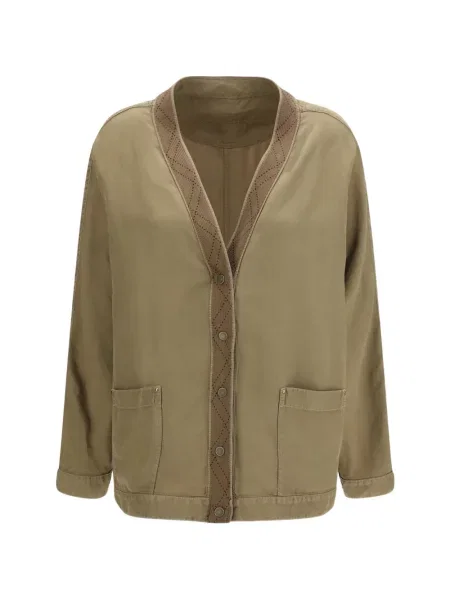 Geacă cu puf Giorgio Armani cu decolteu în V verde