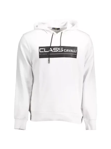 Hanorac cu glugă Cavalli Class cu imagine alb