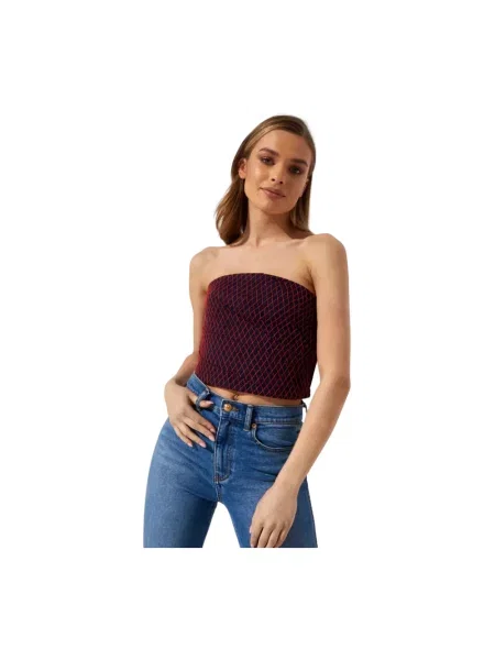 Top Tory Burch z gorsetem bez ramiączek brązowy