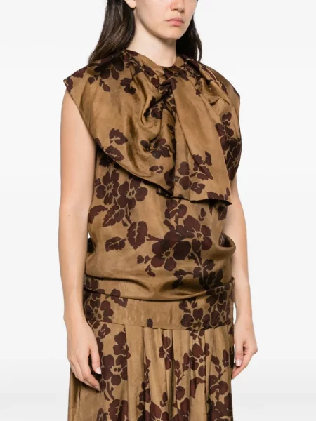 Bluză Uma Wang cu model floral cu imagine drapată maro