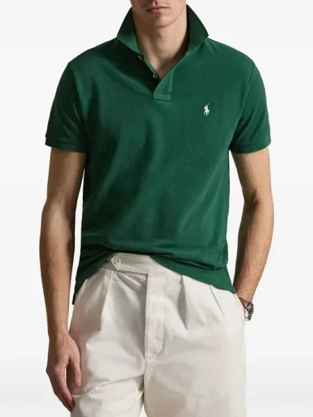 Мрежеста поло тениска Polo Ralph Lauren на райета сиво