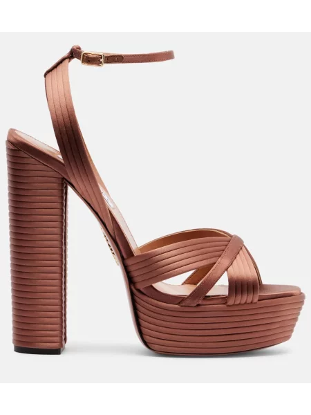 Sandale Aquazzura din satin cu platformă maro