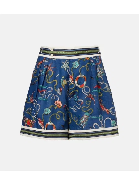 Pantaloni scurți Alemais de in cu imagine albastru