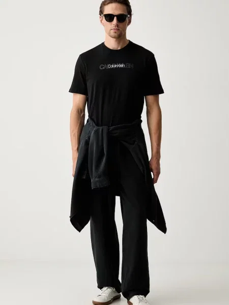 Calvin Klein Tričko svetlosivá biela čierna