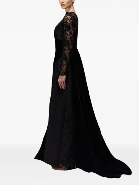 Rochie maxi Tha Seen din dantelă de costum negru