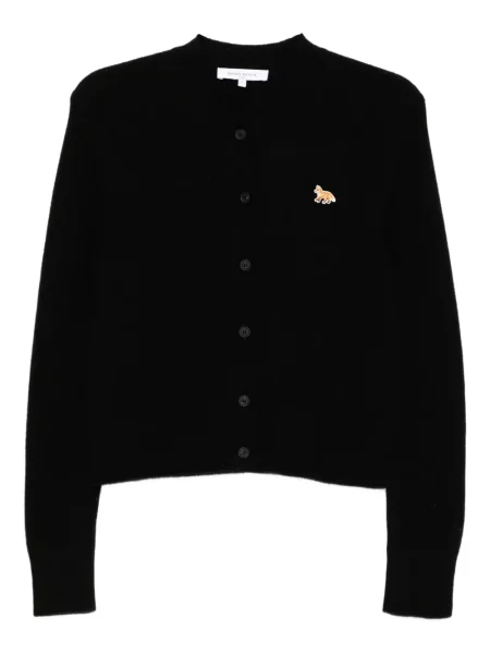 Cardigan Maison Kitsune cu broderie negru