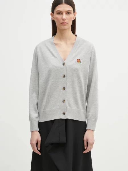Kenzo cardigan din lana Pop femei light gri