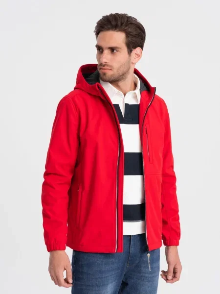Softshell bunda Ombre Clothing červená