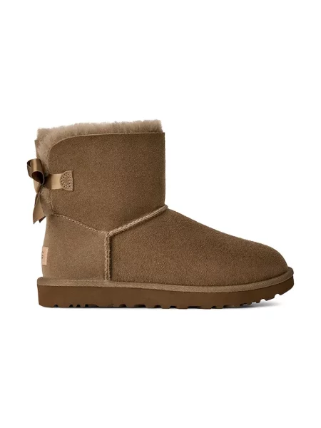 UGG W Mini Bailey Bow II cizme de zăpadă pentru femei din piele întoarsă maro