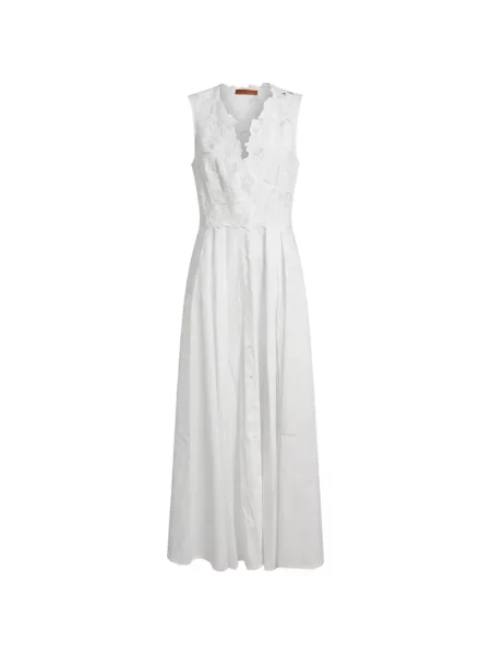 Rochie maxi Ermanno Scervino fără mâneci din dantelă alb