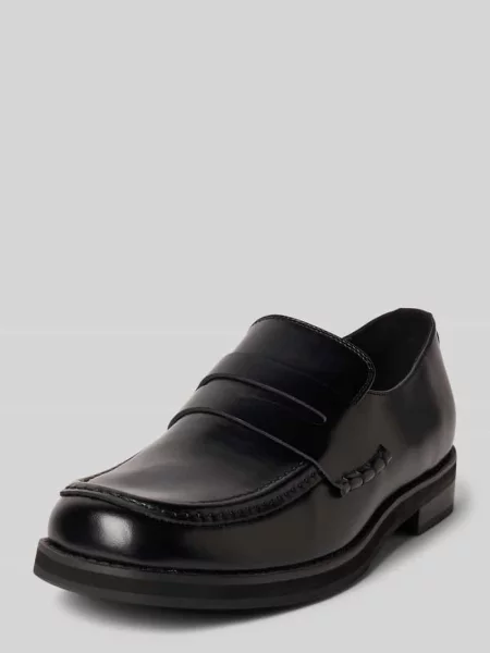 Mokasyny z mieszanki skóry z aplikacją z logo model ‘Bart’ Guess czarne