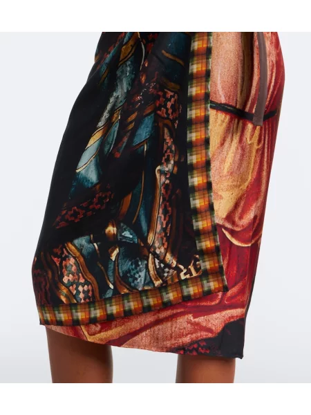 Fustă Dries Van Noten de mătase cu imagine plic