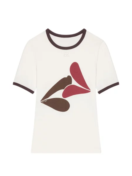 Tricou Courreges cu imagine alb