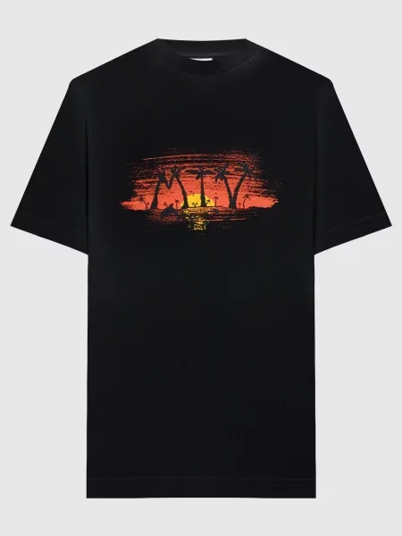 Футболка з контрастним принтом Vetements чорна