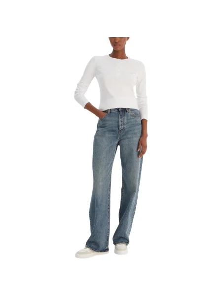Tricou mânecă lungă Calvin Klein Jeans alb