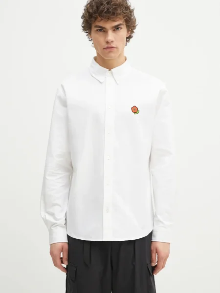 Kenzo cămașă din bărbați cu guler button-down regular alb