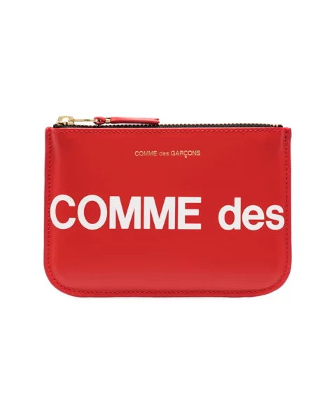 Portfel Comme Des Garcons skórzany z logo czerwony