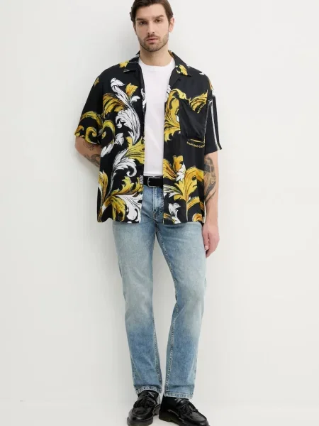 Сорочка Versace Jeans Couture relaxed комір button-down чорний